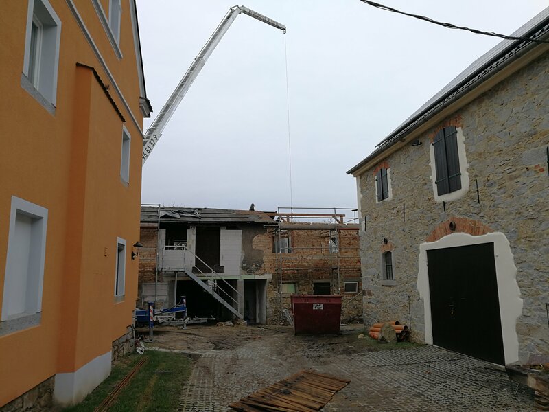 Rückbau des alten Dachstuhl vom Ferienhaus der Ferienwohnung "Landblick" und Ferienwohnung Wellness 